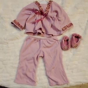 American girl pajama set with hanger and slippers